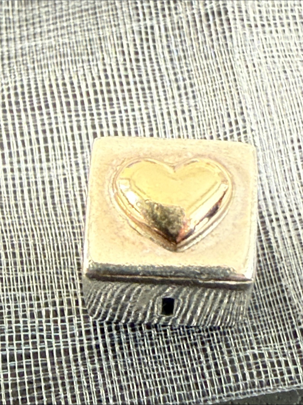 Pandora Two-Tone I love you/Heart Square Bead - Silver and Gold